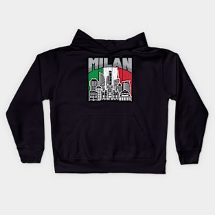 Milan Italy Skyline Vintage Flag Kids Hoodie